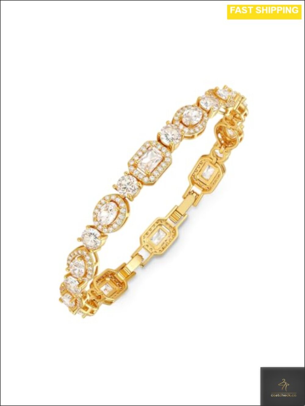 14K Gold Plated CZ Tennis Bracelet AAAAA Cubic Zirconia Hypoallergenic 6.7in
